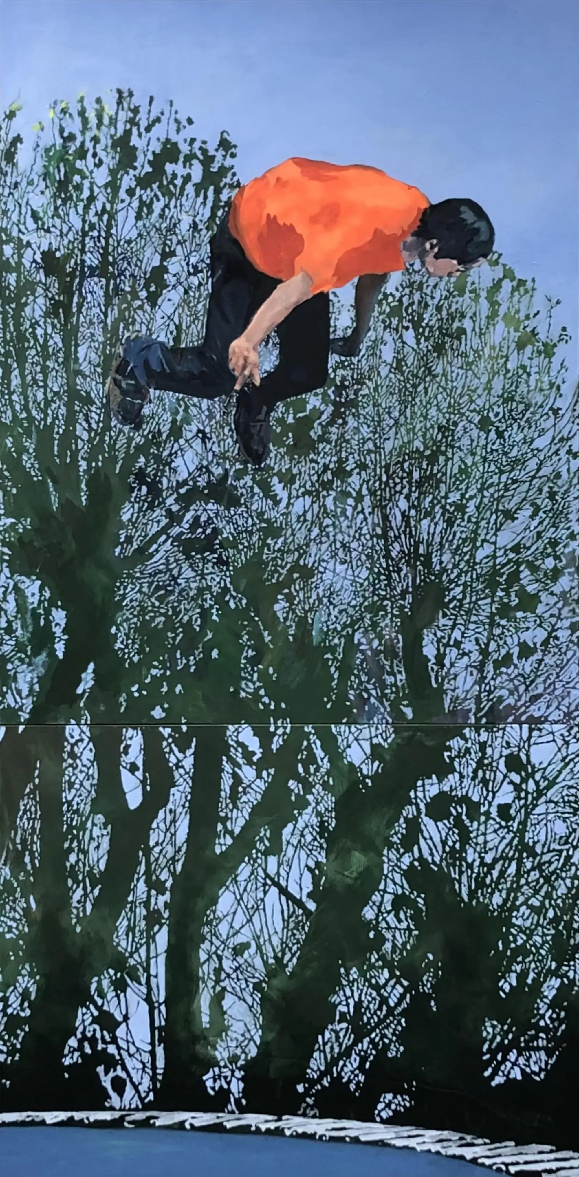 A skateboarder in mid-air.