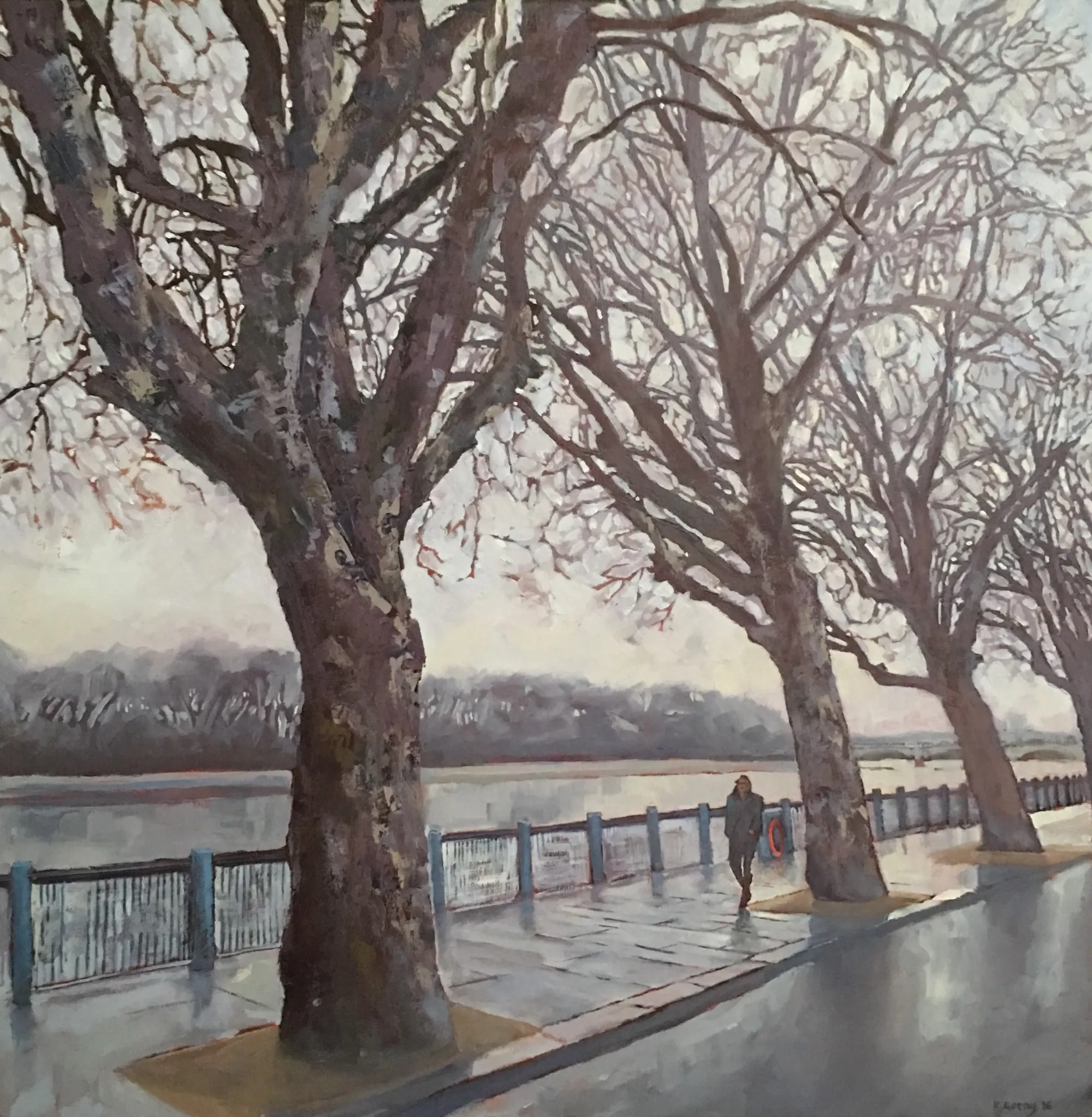 A view of Bishop's Park London overlooking the Thames river.