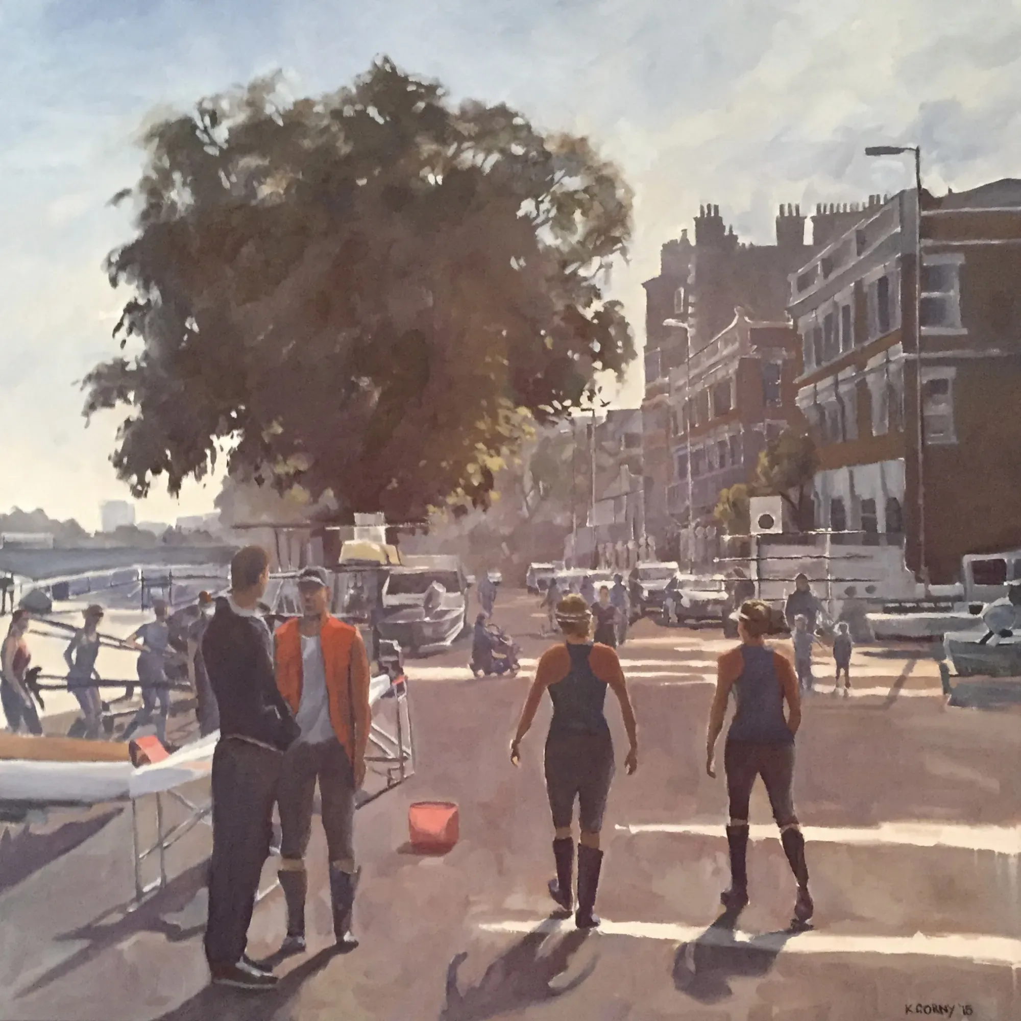 A bright September morning on London's Putney Embankment.