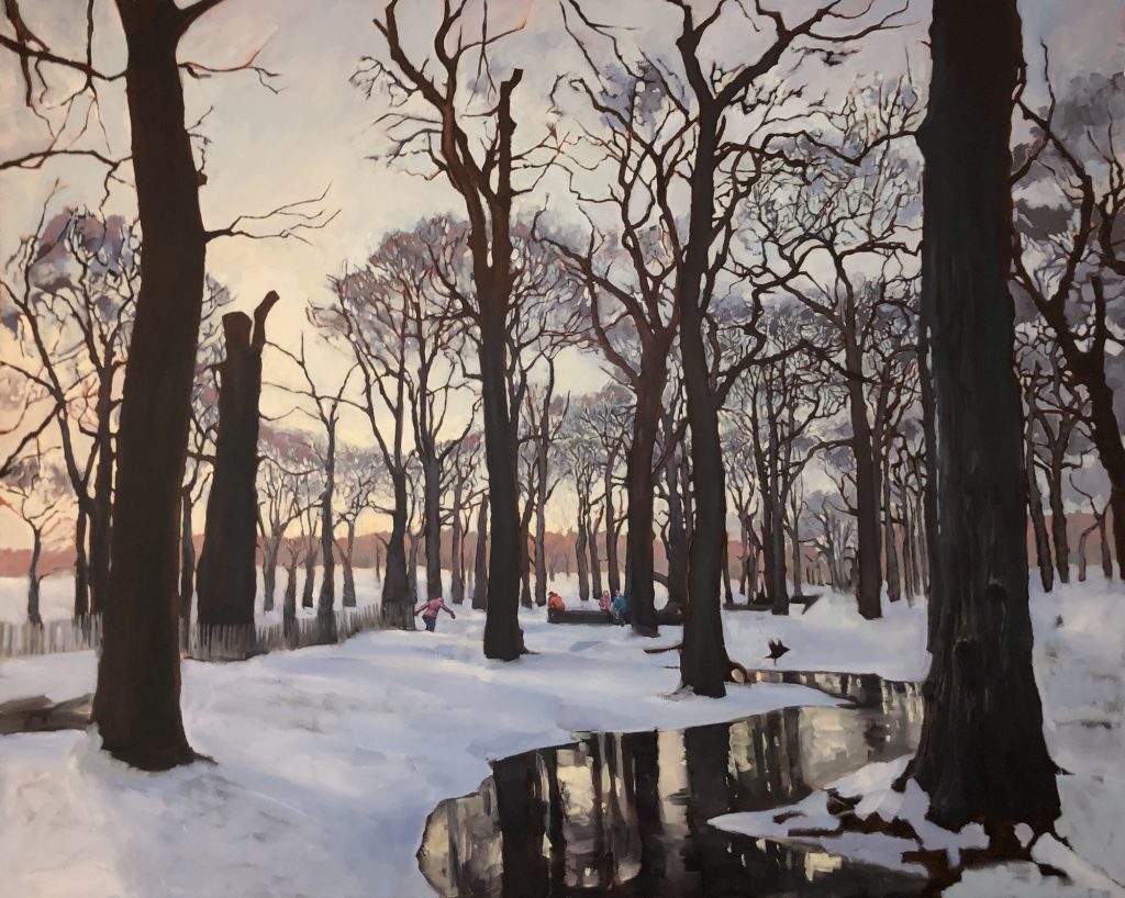 An icey view of Richmond Park London in winter.