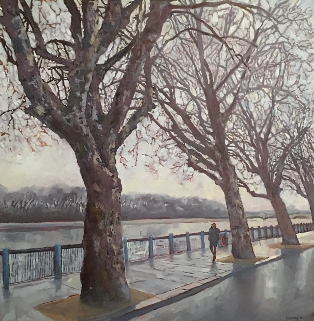 A view of Bishop's Park London overlooking the Thames river.